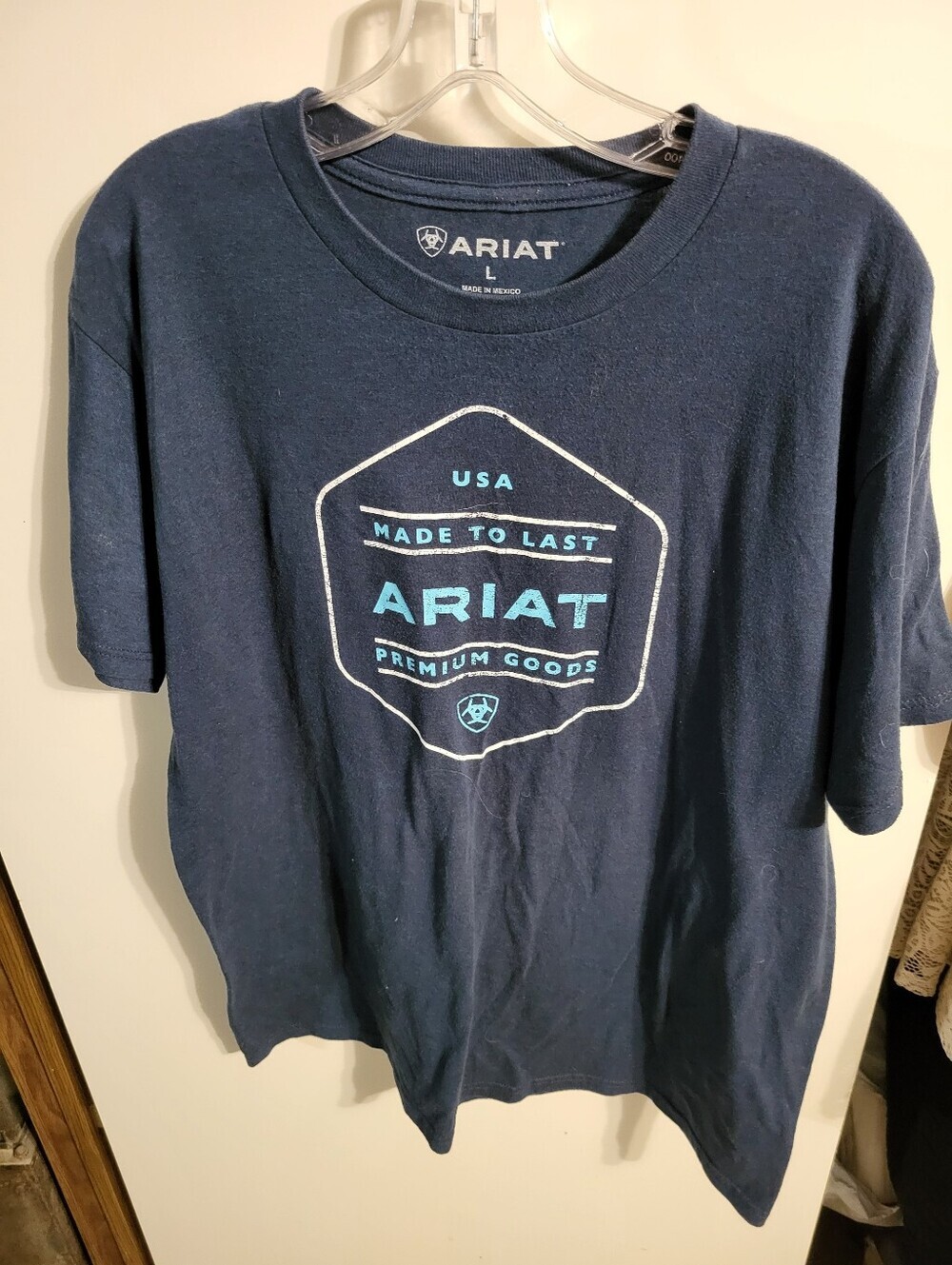 Ariat Men’s Logo Badge Crewneck T-Shirt Size L Navy BLUE
